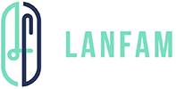 A green and white logo for the lanf.